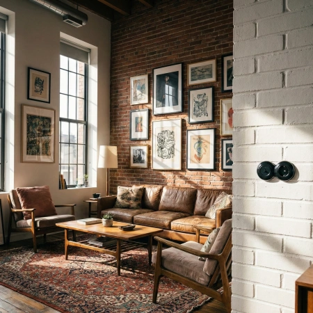 Ramka podwójna, okrągła, biała, Vintage Loft