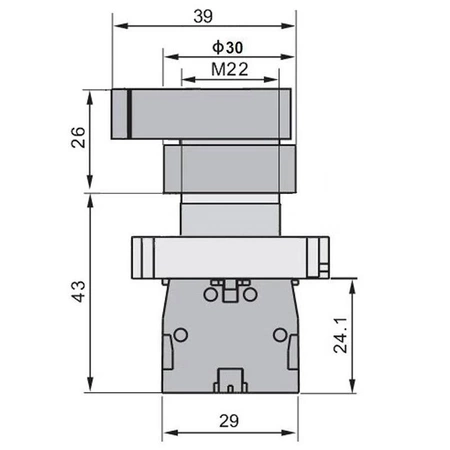 Przełącznik obrotowy ON-OFF-ON, do obudowy, XB2-EJ33 typ2