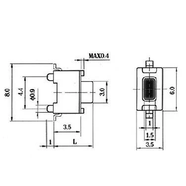 Mikroprzełącznik tact switch SMD 0,8 mm 12 V DC 50 mA do montażu na PCB
