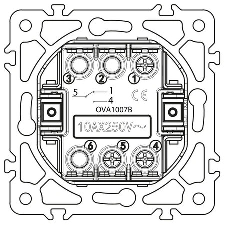 Włącznik schodowy, okrągły, czarny, podtynkowy, moduł bez ramki, 10 A, OVAL
