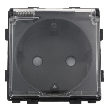 Moduł - Gniazdo elektryczne Schuko IP44 z klapką - czarny - Tawoia Glass