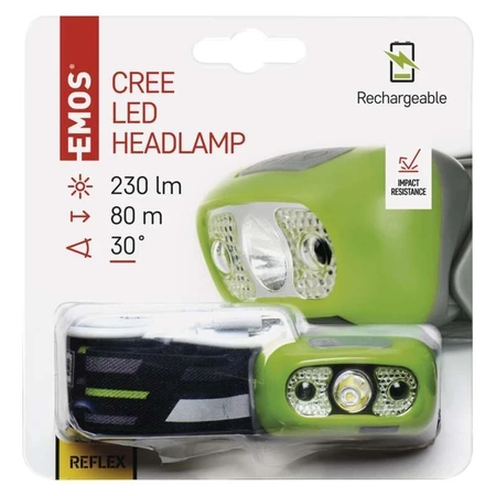 Latarka czołowa LED CREE XPE 5W ładowalna, 230lm