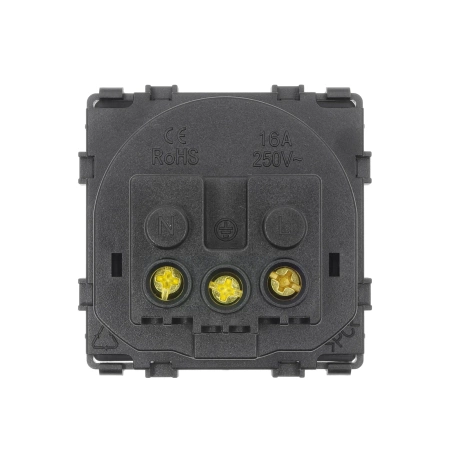 Gniazdo elektryczne pojedyncze z bolcem - szklana ramka - szare - Tawoia Glass