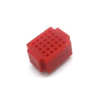 Mini płytka stykowa, 25 pól, bez lutowania, raster 2,54 mm, czerwona