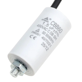 Kondensator rozruchowy do silnika 1,5µF 450VAC, CBB60, przewody 15 cm, Ø30 × 58 mm, EPERS