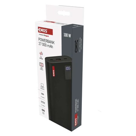 Powerbank, 27000 mAh, 100 W, szybkie ładowanie PD, czarny, EMOS B0561