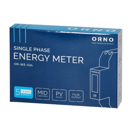 Watomierz, Licznik energii 1-fazowy 100A, MID PV, na szynę DIN, ORNO WE524