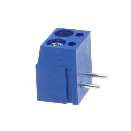 Złącze śrubowe do druku, 2 pola, raster 5mm, wysokość 9mm, wyprowadzenia kątowe, 300V / 10A, Degson DG300R