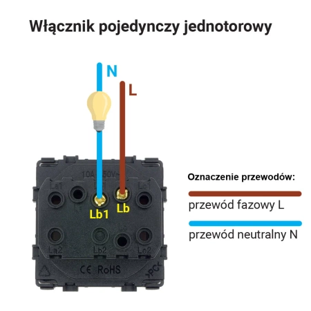 Włącznik światła szklany pojedynczy - szary - Tawoia Glass