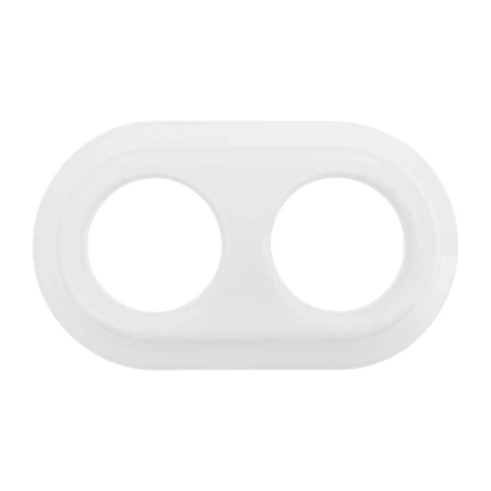 2x Gniazdo elektryczne okrągłe z ramką podwójną, białe, montaż podtynkowy, Ceramic Loft