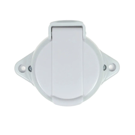 Gniazdo elektryczne bryzgoszczelne IP44 z klapką, montaż natynkowy, kolor biały, seria Retro PRL