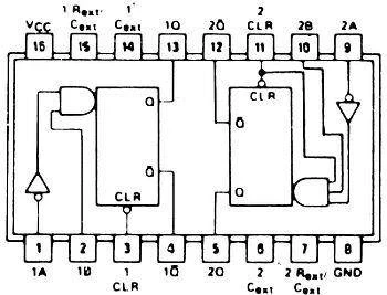 Multiwibrator monostabilny 74HCT123 - 2 kanały - 4.5÷5.5V - DIP16