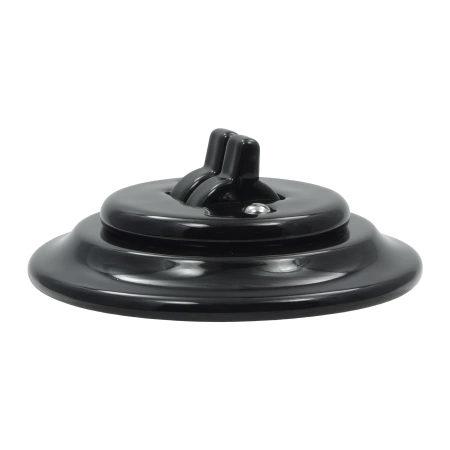 Włącznik światła podwójny kołyskowy ceramiczny, okrągły z ramką, podtynkowy czarny Ceramic Loft