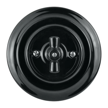 Włącznik światła podwójny obrotowy z ramką, ceramiczny, montaż podtynkowy, kolor czarny Ceramic Loft