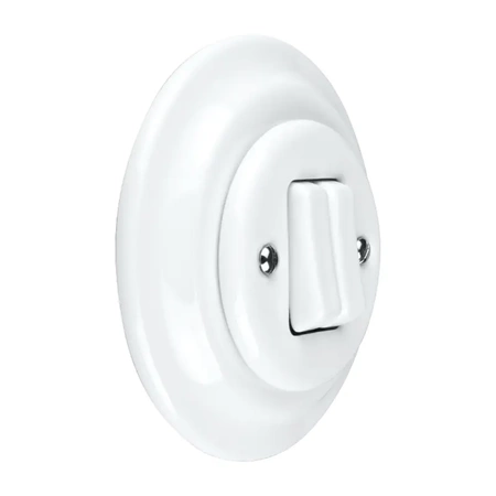 Włącznik światła podwójny z ramką, ceramiczny, montaż podtynkowy, kolor biały Ceramic Loft