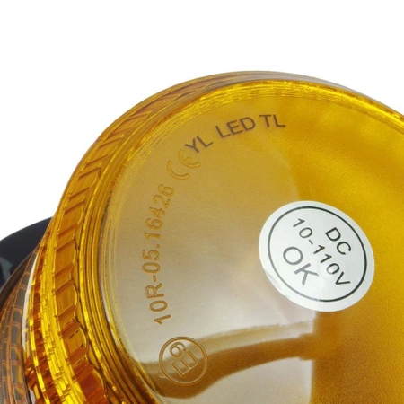 Lampa błyskowa LED pomarańczowa do wózków widłowych, 10V-110V, R10, fi14cm