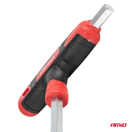 Klucze imbusowe z rękojeścią T 2–10 mm, zestaw 8 szt., stal Cr-V, AMIO-04826