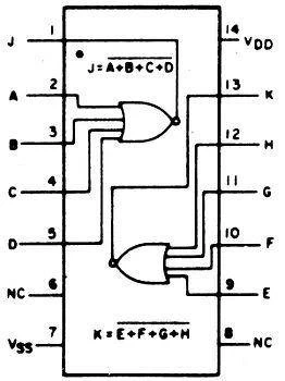 Bramka NOR 4002 - 2 kanały - 3÷15V - DIP14