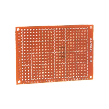 Płytka uniwersalna 5 x 7 cm, jednostronna, raster 2,54 mm, czerwona, PU09