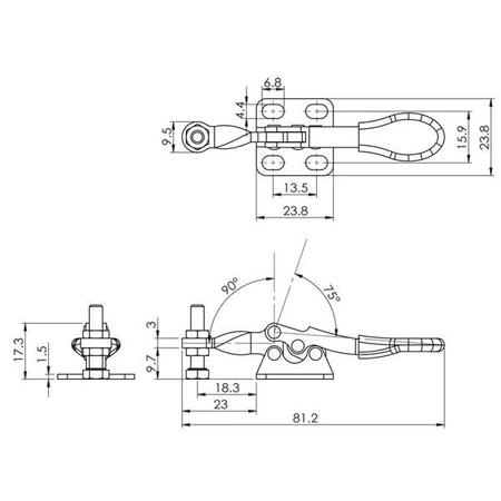 Ścisk/zacisk szybkomocujący metalowy - regulowany GH-201A - 2 szt - 27kg - U-BAR - do prac serwisowych, warsztatu