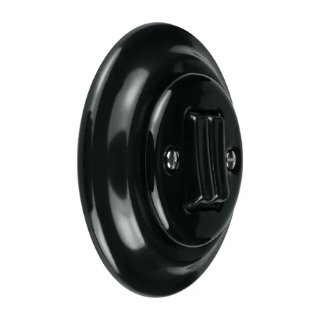 Włącznik światła podwójny z ramką, ceramiczny, montaż podtynkowy, kolor czarny Ceramic Loft