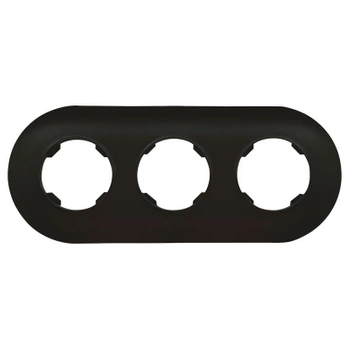 Ramka potrójna do gniazd i łączników, plastikowa, czarna, otwór okrągły, seria Soul OVAL