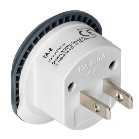 Adapter podróżny TA8 Go to USA 110–230V 10A – wtyczka amerykańska A/B, gniazdo uniwersalne