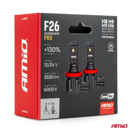 Żarówki samochodowe LED F26 PRO LumiTec LIMITED +130% DUO FULL CANBUS H8/H9/H11/H16 12/24V AMIO 04873