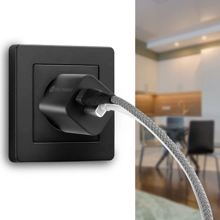 Ładowarka USB, ładowarka sieciowa, szybkie ładowanie QC3.0 + USB-C PD PPS 30W, everActive GaN SC-390QB