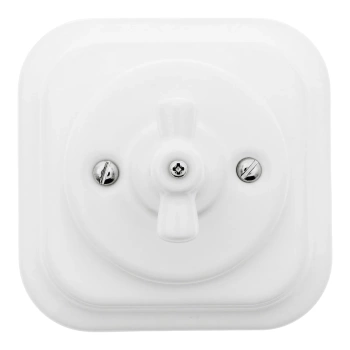 Włącznik dzwonkowy obrotowy ceramiczny, kwadratowy z ramką, podtynkowy biały Ceramic Loft