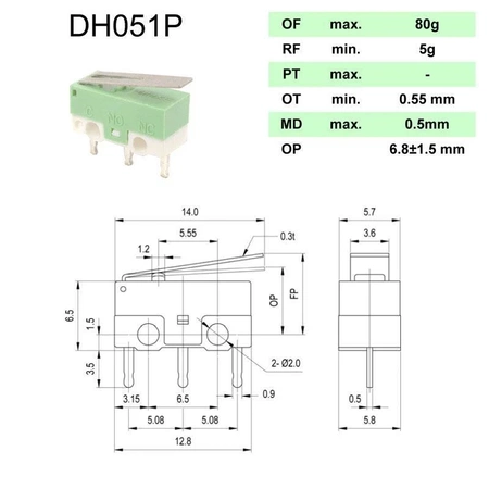 Przełącznik krańcowy ON-(ON) 1A, DH051P