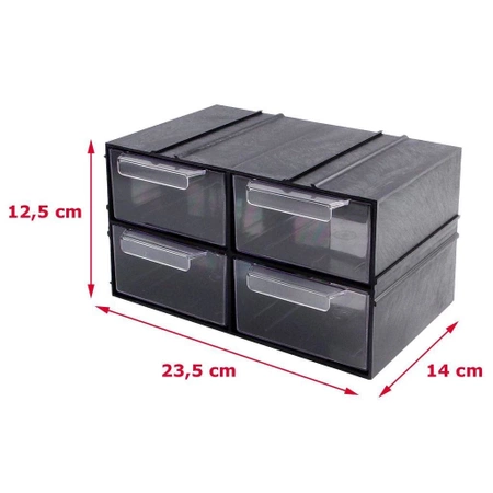 Magazynek szufladkowy modułowy 23x14x12.5cm, 4 szufladki, Konger PX4