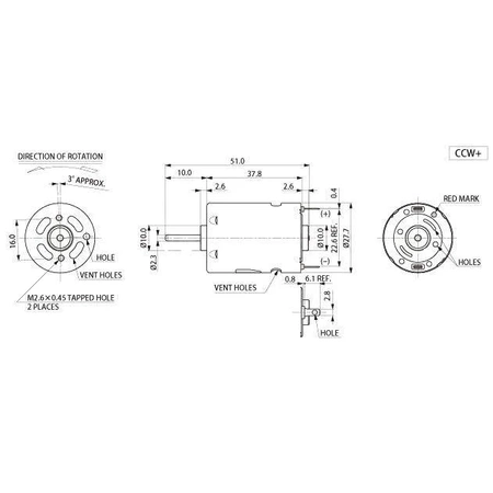 Silnik miniaturowy 3-6V typ MT92 wrzeciono 8mm