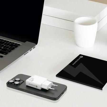 Ładowarka sieciowa GaN 45W USB-C PD + USB-A QC3.0 - super slim everActive SC-460Q