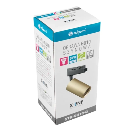 Obudowa reflektora szynowego, oprawa GU10 do systemu X-LINE, złoty