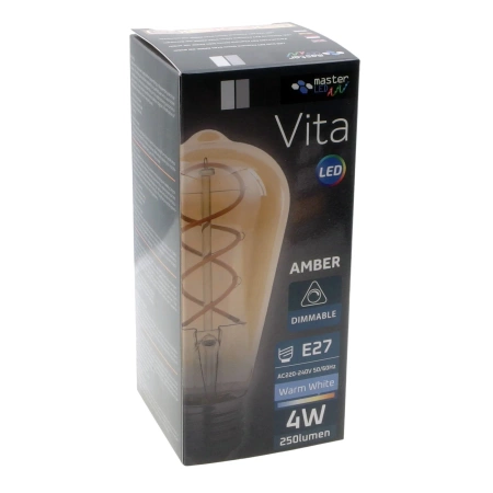 Żarówka LED E27 Filament dimmable ST64 250lm 4W 2200K amber