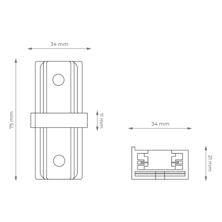Złączka typu I do szyny, biała