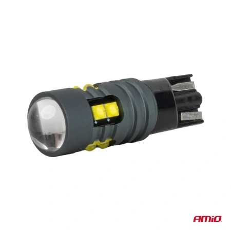 Żarówki LED W5W T10 bez CANBUS 12/24 V, 10 diod SMD 2525, soczewka, światło białe, 2 szt. - AMiO 04993