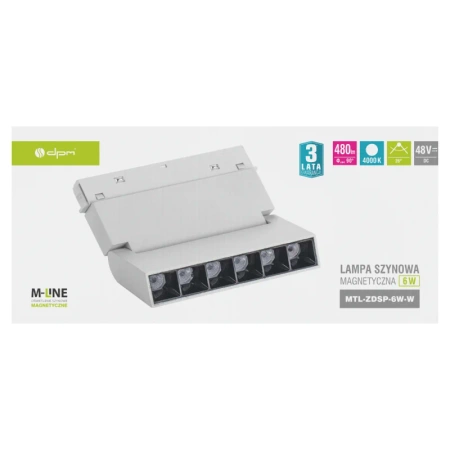 Reflektor szynowy magnetyczny liniowy regulowany 6W 480lm 4000K biały M-LINE