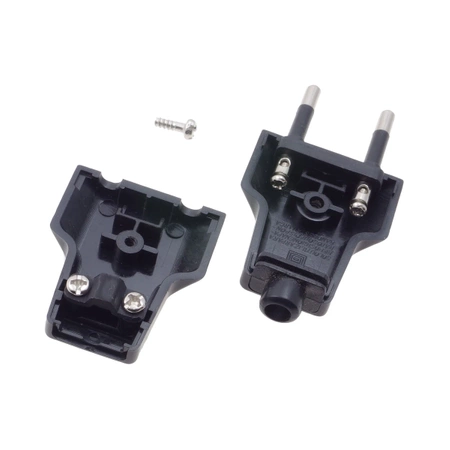 Wtyk sieciowy 230V płaski 2.5A, czarny, ZN11