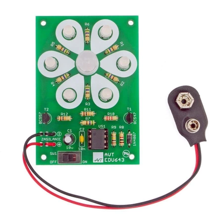 Dwukolorowy kwiatek LED, AVTEDU643. Zestaw DIY do nauki lutowania