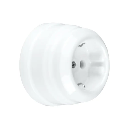 Gniazdko elektryczne Schuko okrągłe białe ceramiczne natynkowe - Ceramic Classic Loft