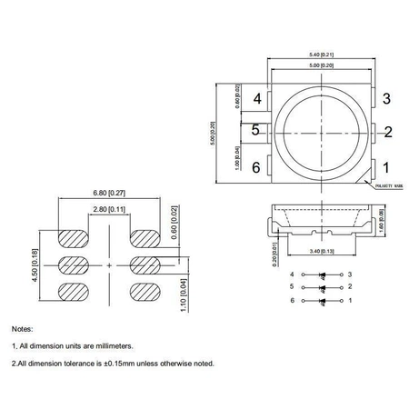 Dioda LED SMD 5060 (PLCC6) biała neutralna 3800–4250 K, 24 lm, kąt 120°