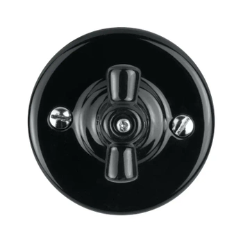 Włącznik światła schodowy obrotowy z ramką, ceramiczny, montaż natynkowy, kolor czarny Ceramic Loft