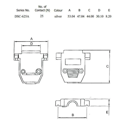 Obudowa DB25 metalizowana, aretowane wkręty, DSC-625A