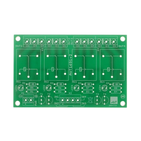 Moduł przekaźnikowy do automatyki - 4 kanały 12 V / 10 A - PCB do projektu AVT 1691