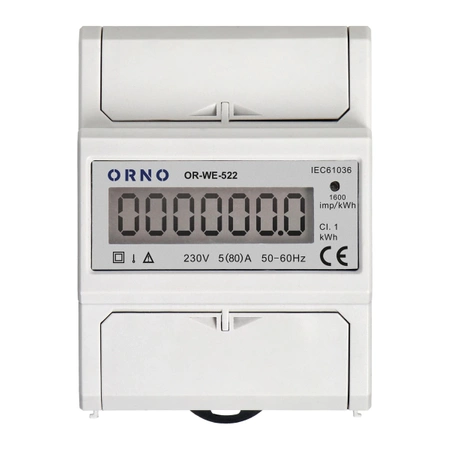 Watomierz, Licznik energii 1-fazowy 80A, na szynę DIN, ORNO WE522