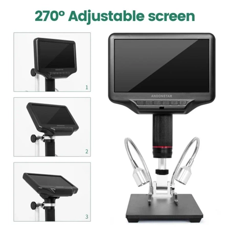 Mikroskop HDMI do lutowania SMD, serwisu elektroniki i kontroli PCB, ekran 7″ – Andonstar AD407