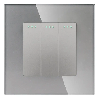 Włącznik światła szklany schodowy potrójny - szary - Tawoia Glass