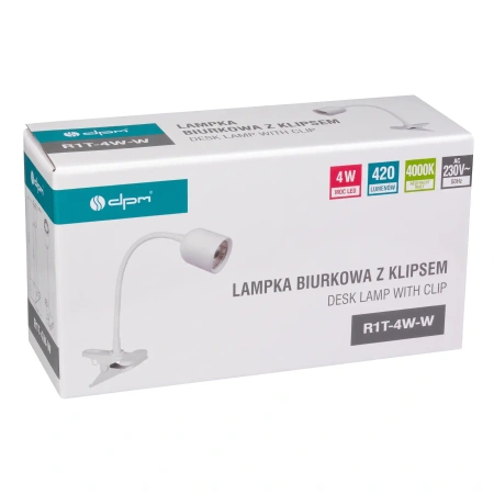 Lampka LED z klipsem biała, 4W, 420lm, 4000 K, zasilanie 230V